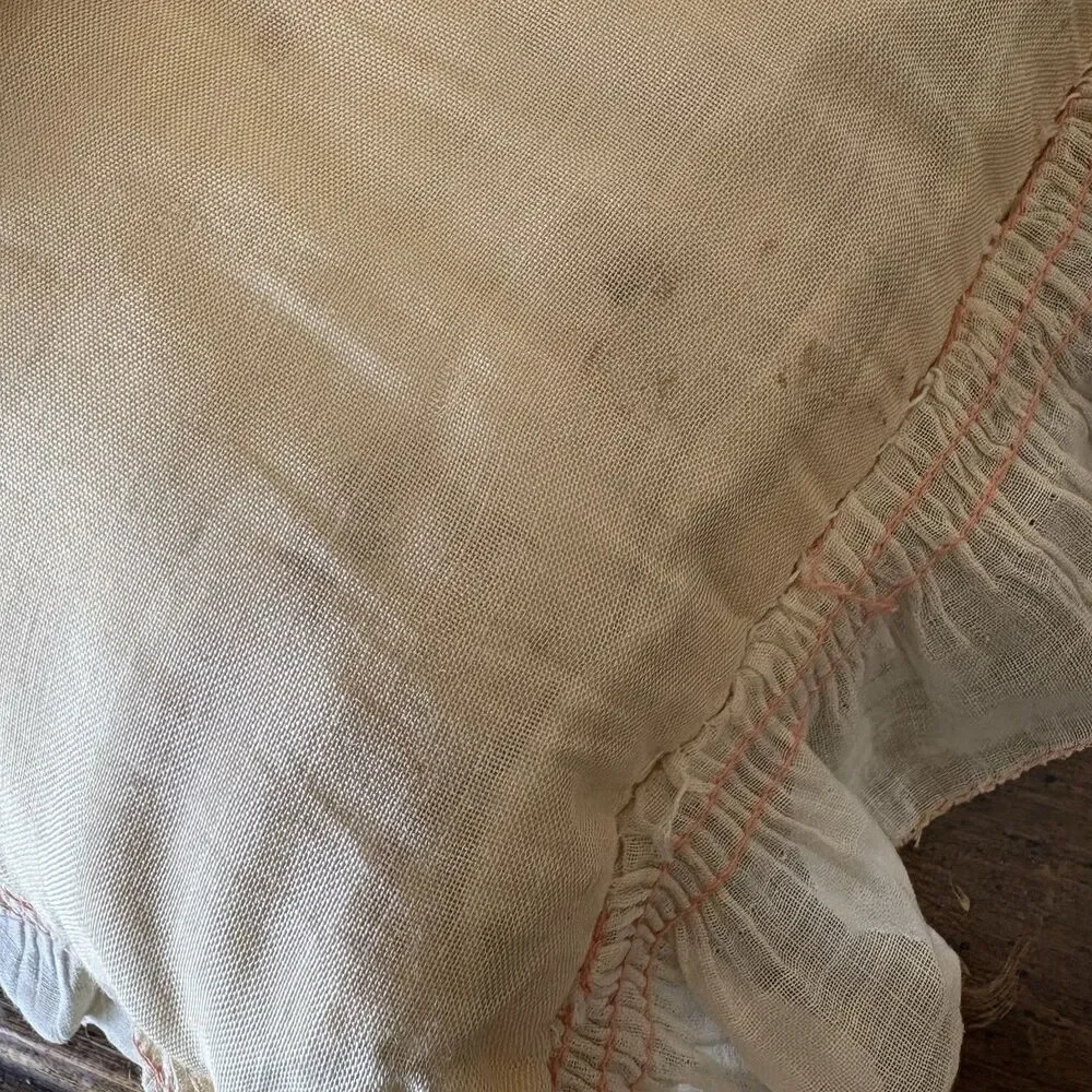 Vtg Pillow 1920s Era Flapper Southern Belle Hand Embroidered Cottagecore AS IS